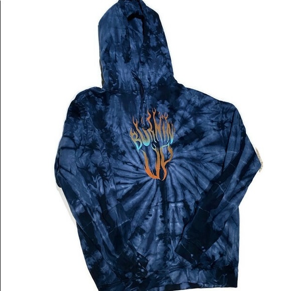 Burnin up blue tie dye hoodie Clearance